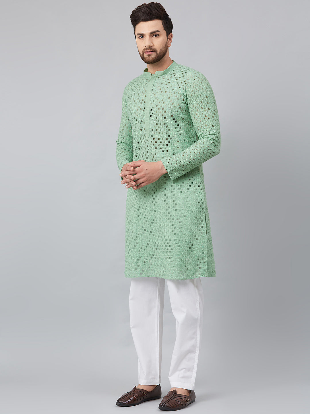 Chikankari Embroidered Straight kurta with Pyjama