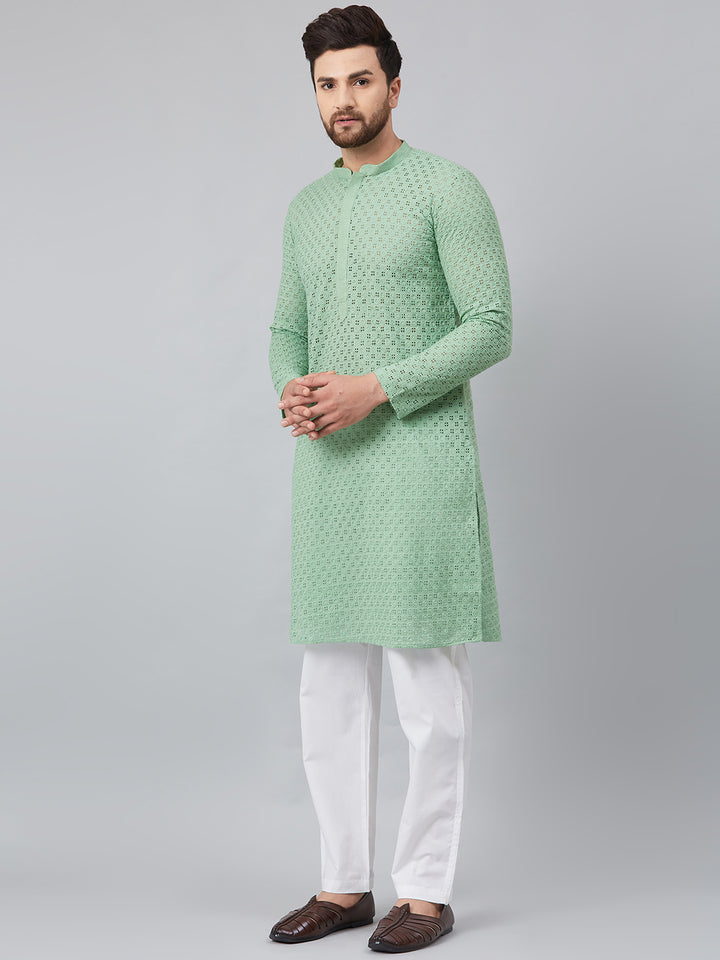 Chikankari Embroidered Straight kurta with Pyjama