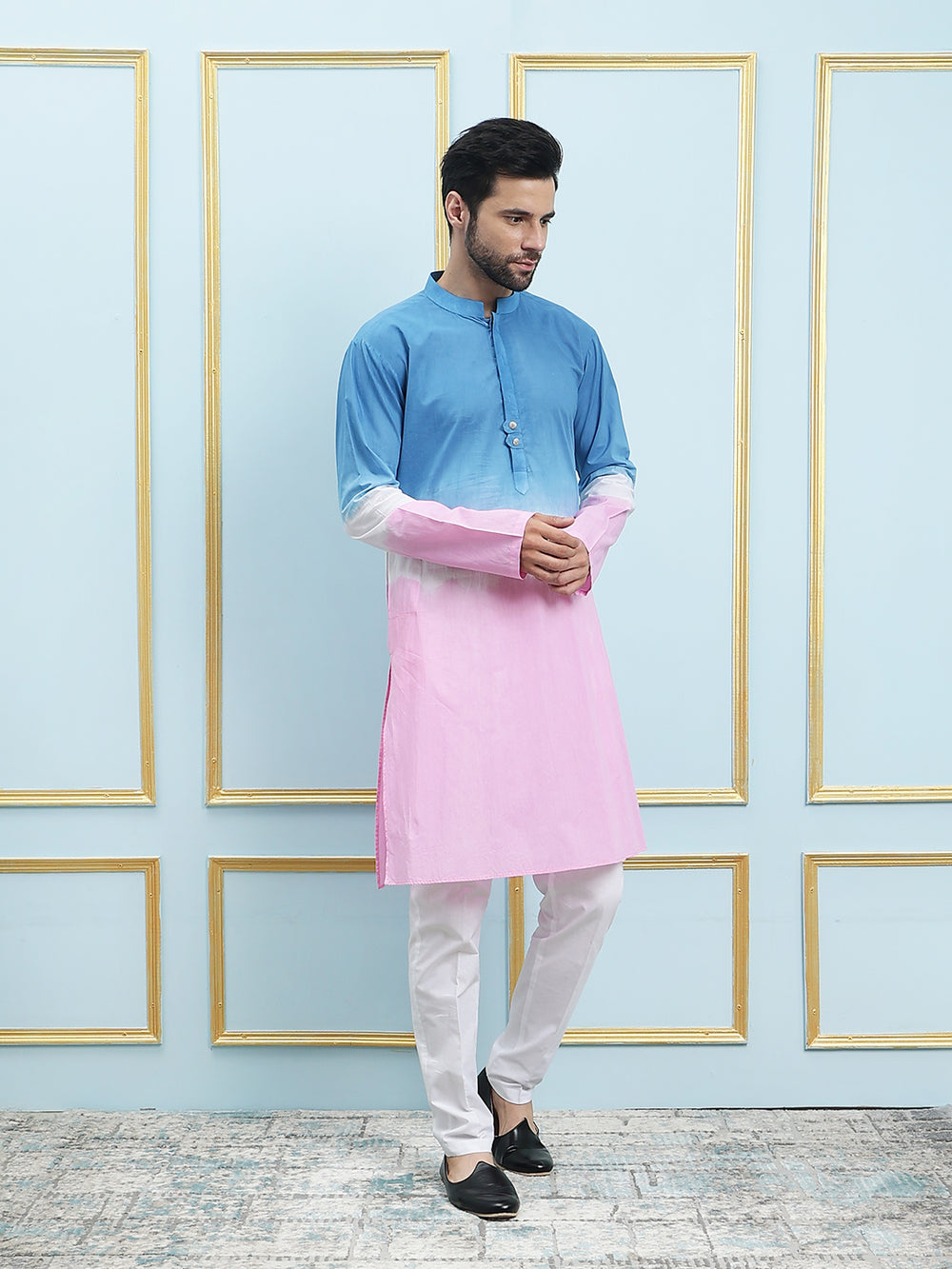 Ombre Dyed Pure Cotton Kurta with Pyjama – Blue