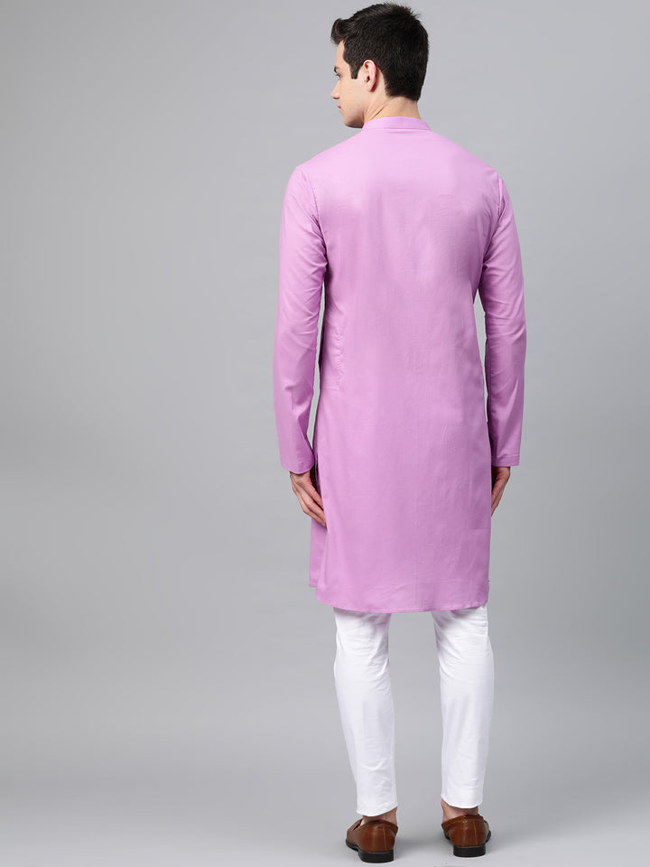 Lavender Embroidered Straight Kurta With Pyjama