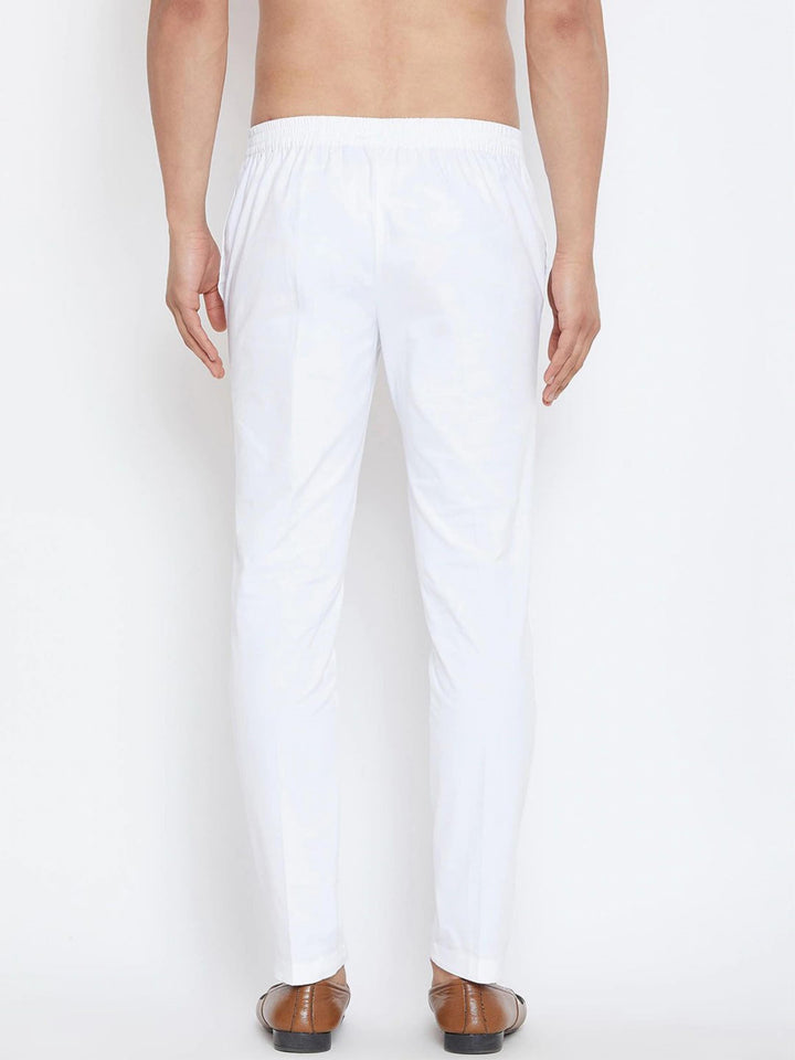 Combo Pack of 2: White Solid Cotton Pyjama and Cotton Trouser