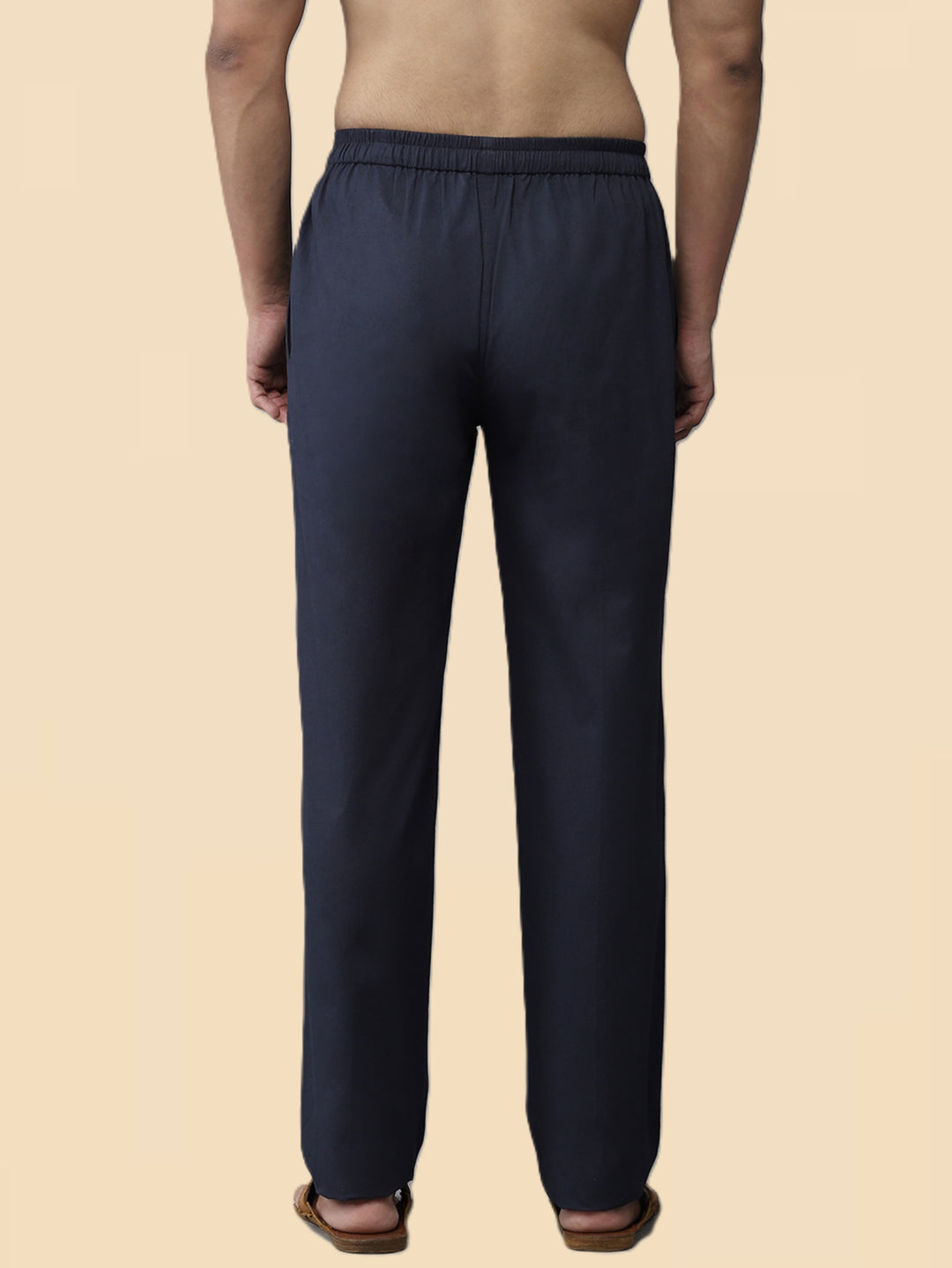 Men's Navy Blue Solid Cotton Pyjama