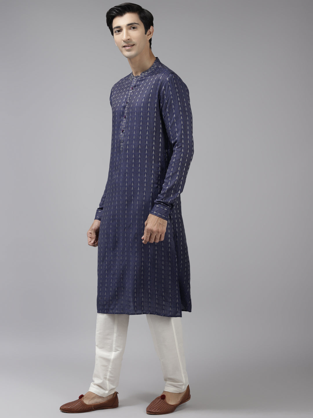 Handwoven Straight Silk Kurta with Pyjama