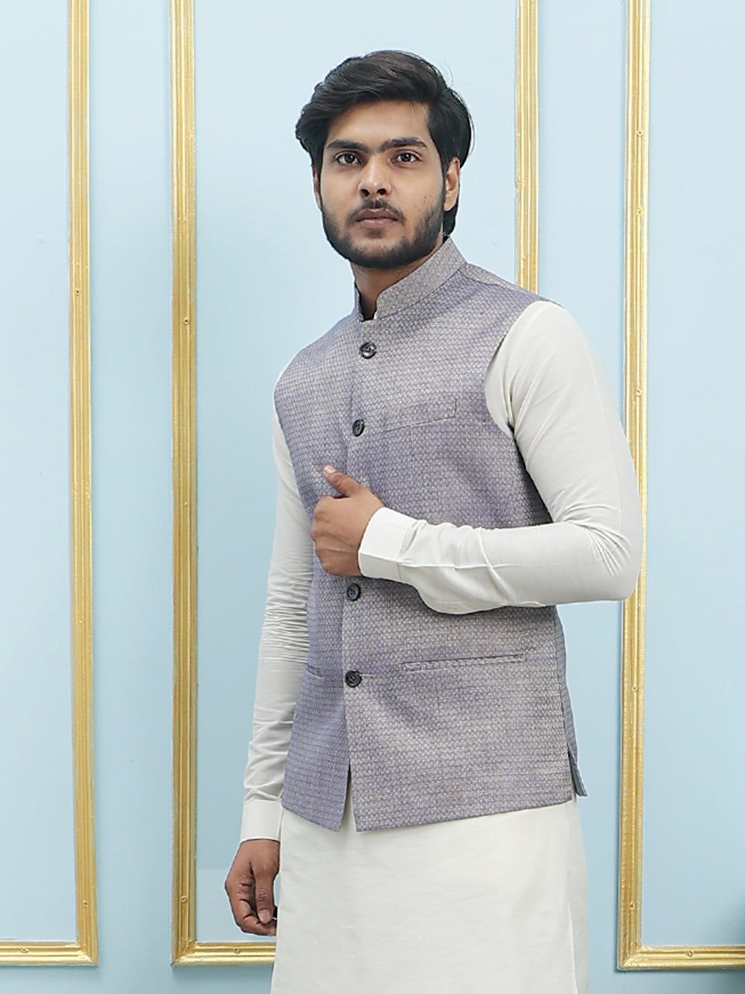 Woven Jacquard Nehru Jacket