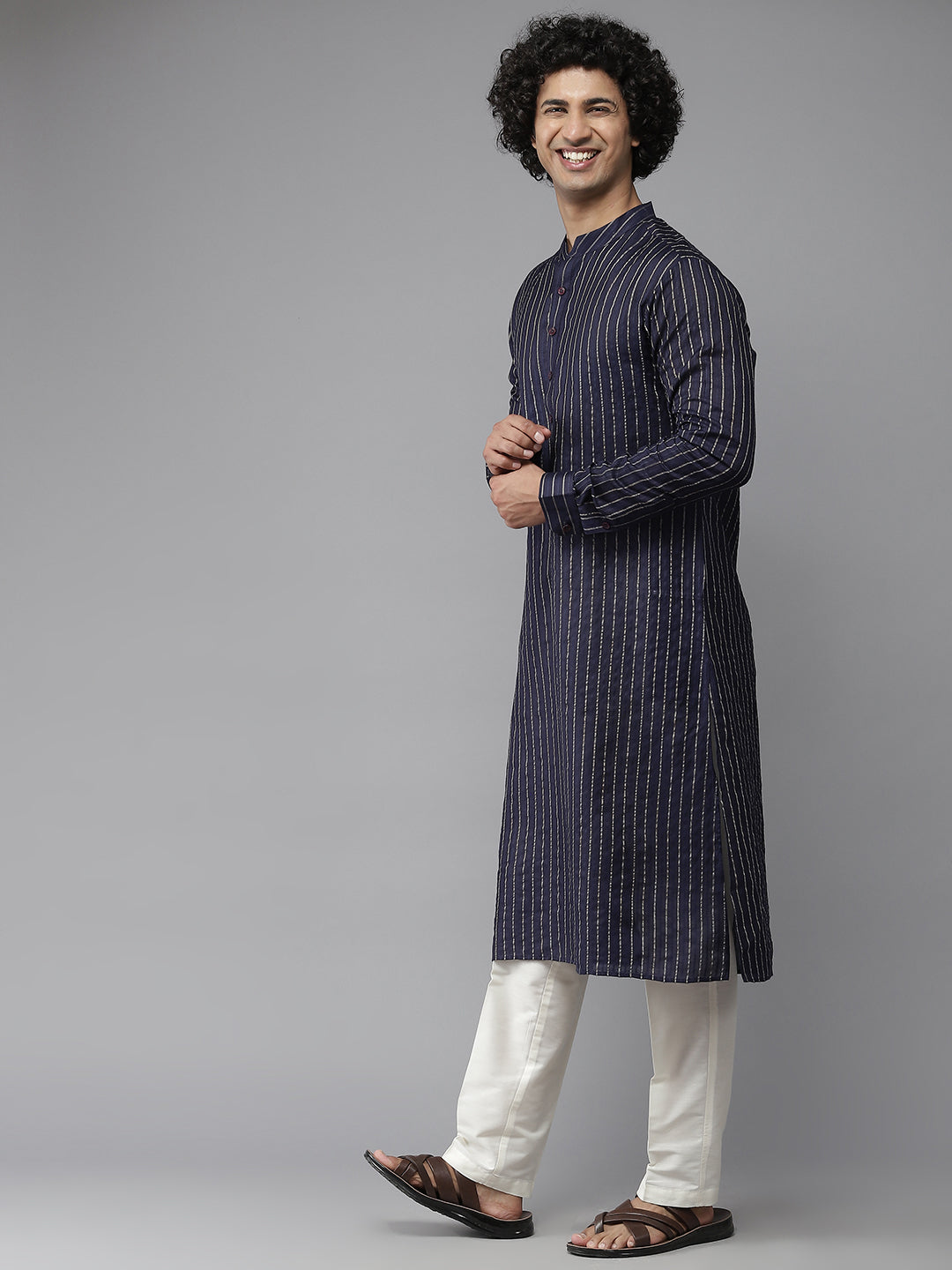Silk Woven Straight Kurta with Pyjama