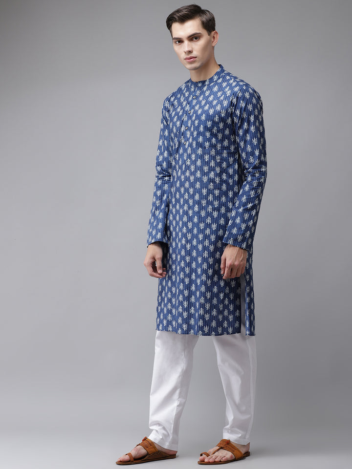 Men Pure Cotton Floral Printed Kurta