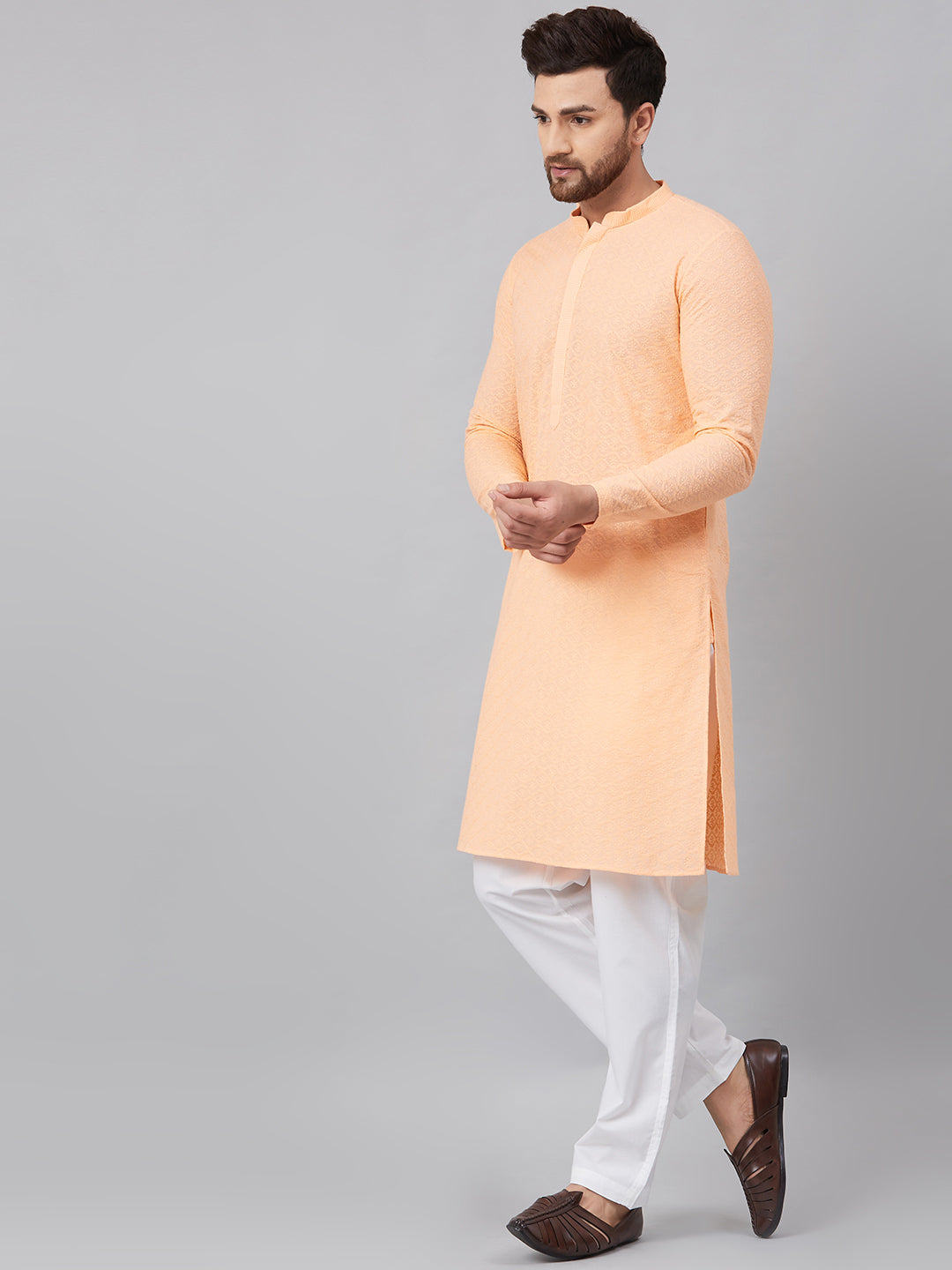 Chikankari Embroidered Straight kurta with Pyjama