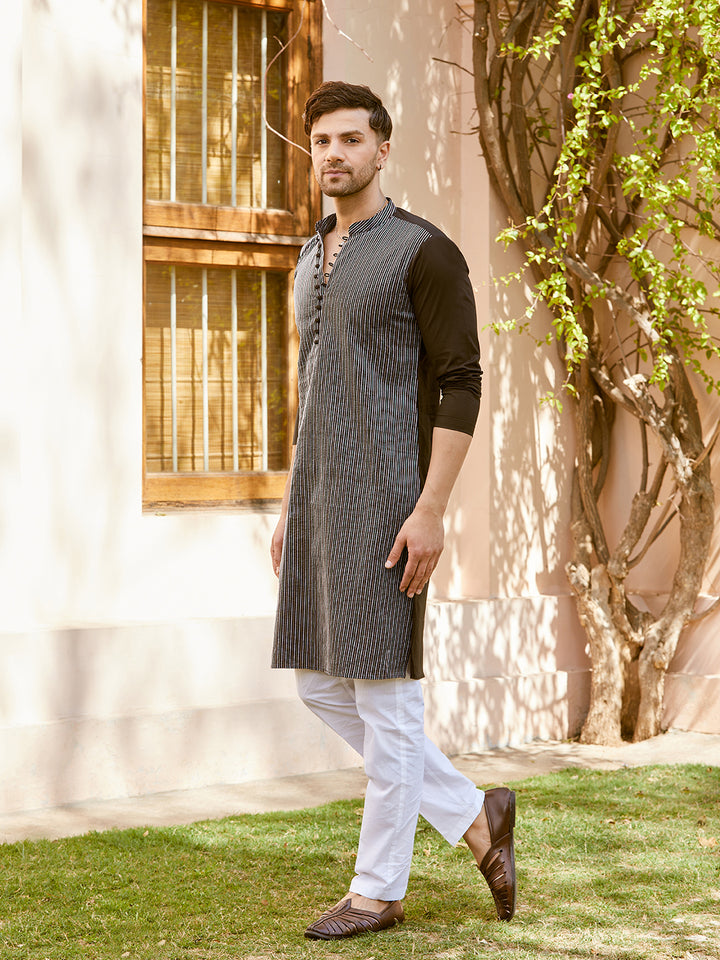 Thread Worked Pure Cotton Straight Kurta with Pyjama