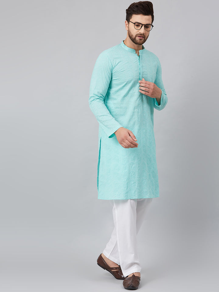 Chikankari Embroidered Straight kurta with Pyjama