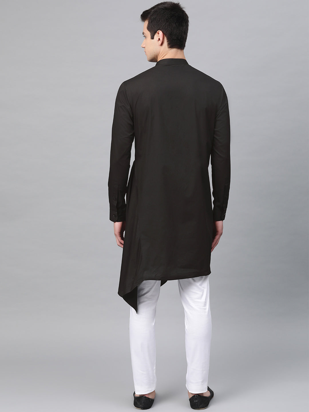 Black Solid Asymmetrical Kurta With Pyjama