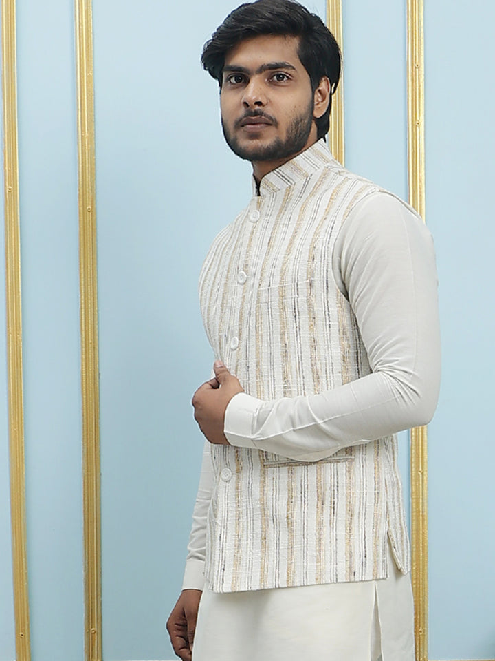 Solid Handwoven Pure Cotton Nehru Jacket