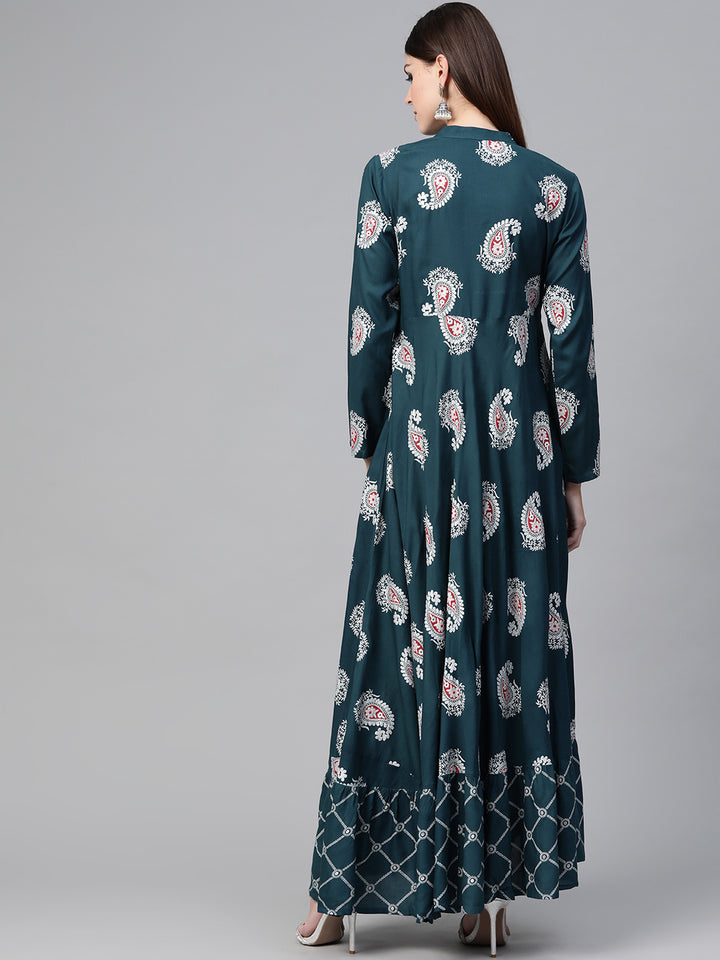 Floral Printed Flared Maxi