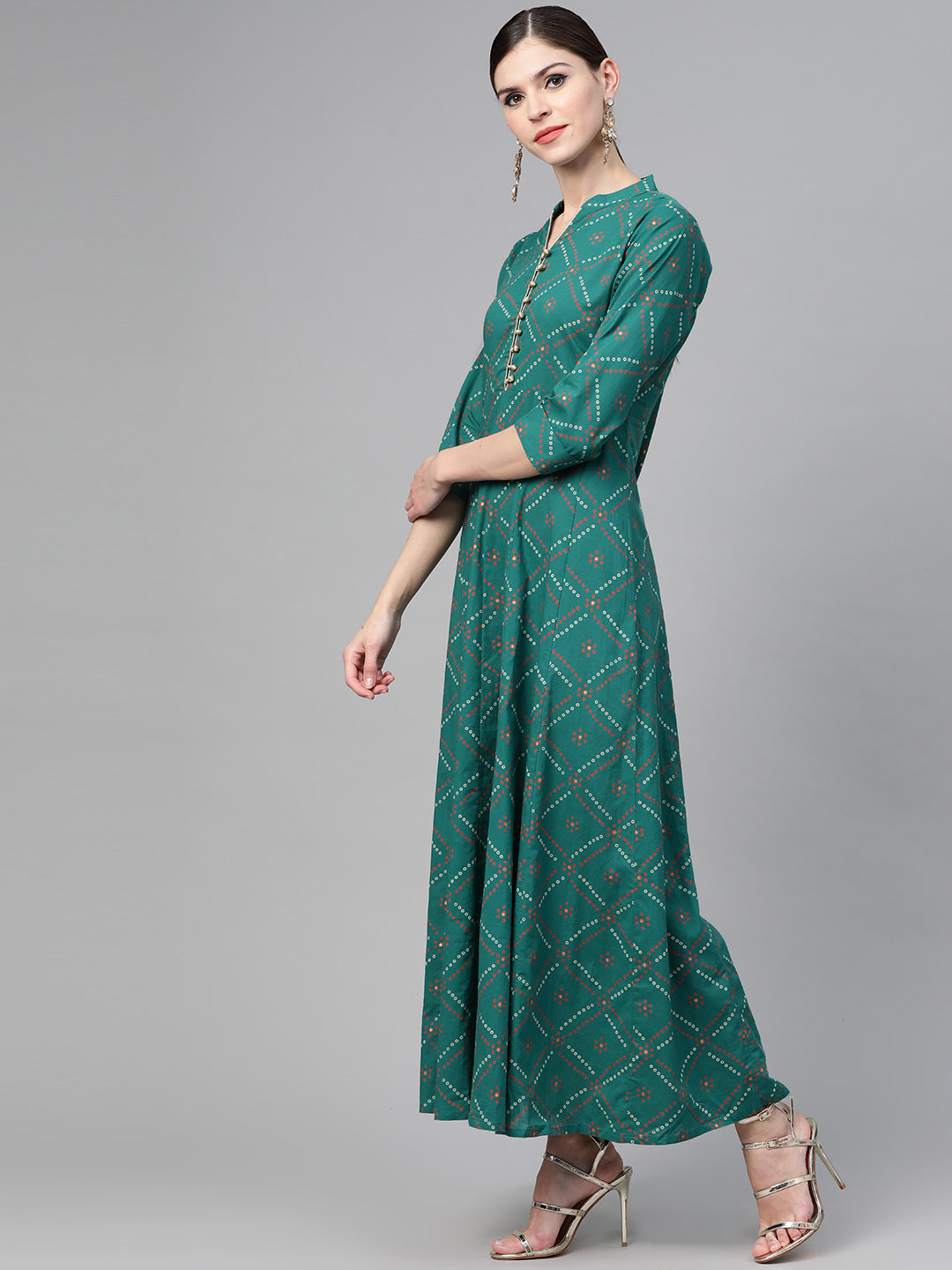 Bandhani Printed Flared Maxi Dress