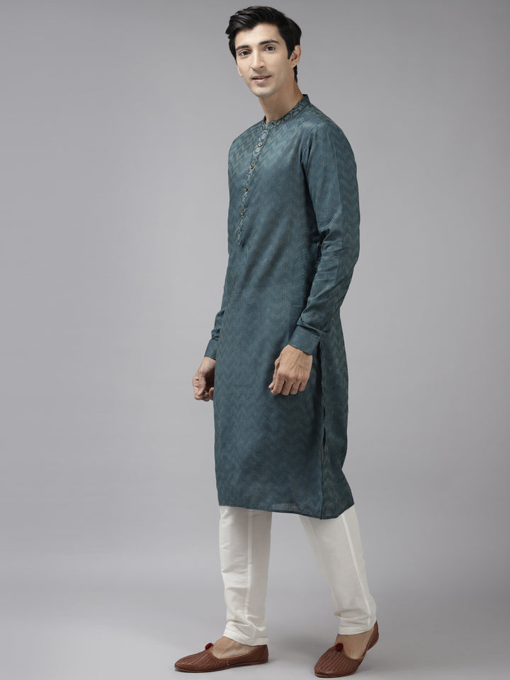 Handwoven Straight Silk Kurta with Pyjama