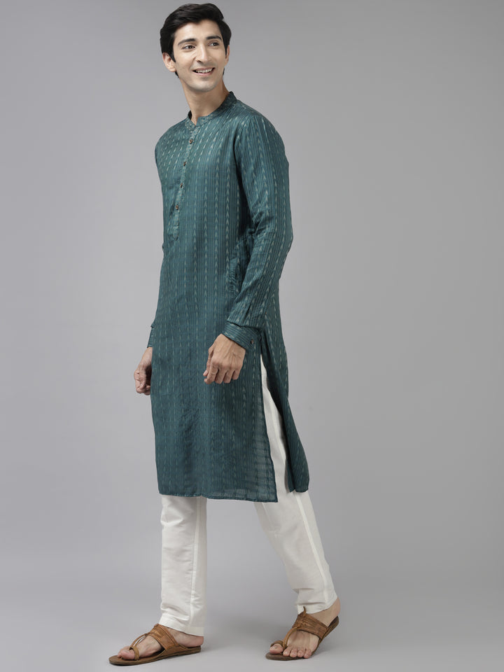 Handwoven Straight Silk Kurta with Pyjama