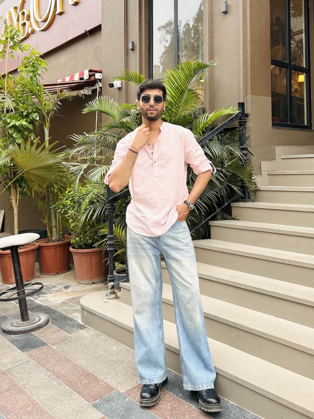 Pure Cotton Mandarin Collar Short Kurta