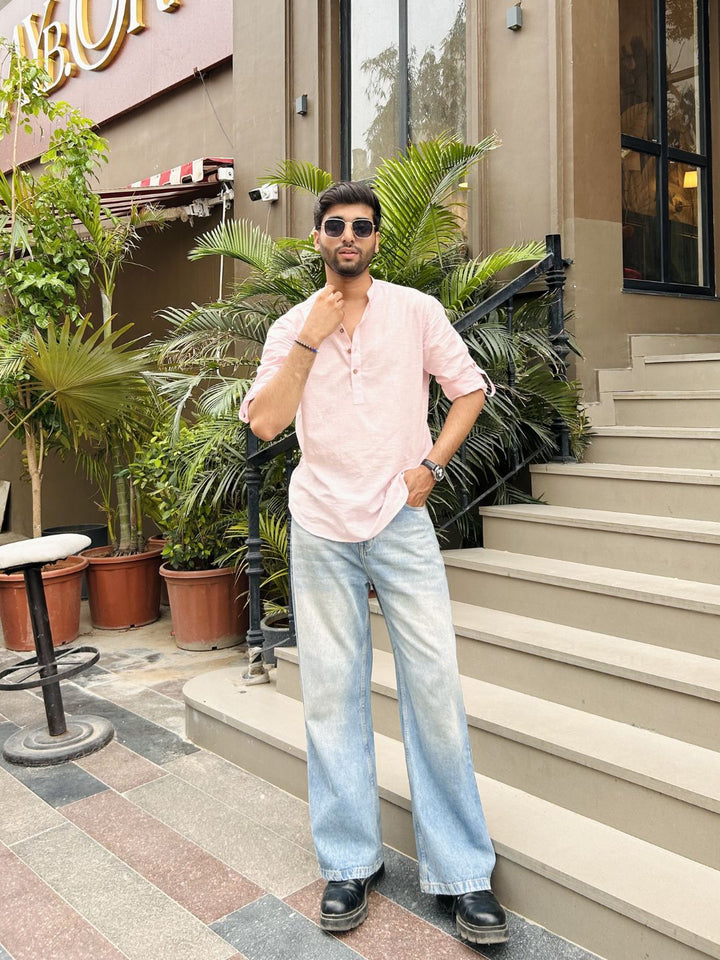 Pure Cotton Mandarin Collar Short Kurta