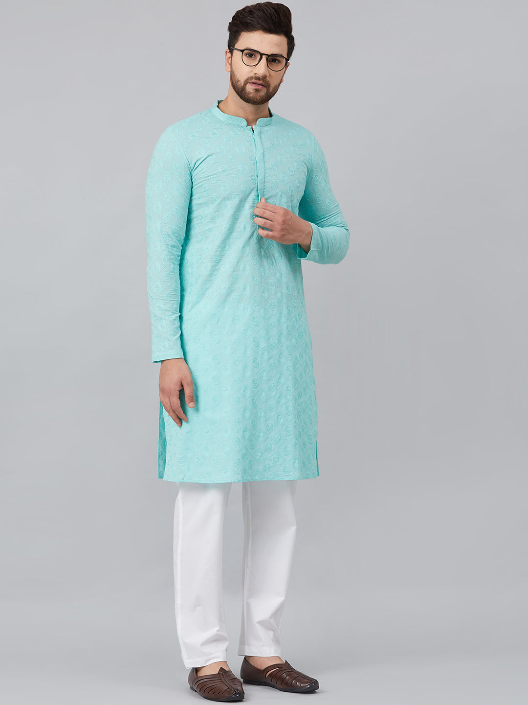 Chikankari Embroidered Straight kurta with Pyjama