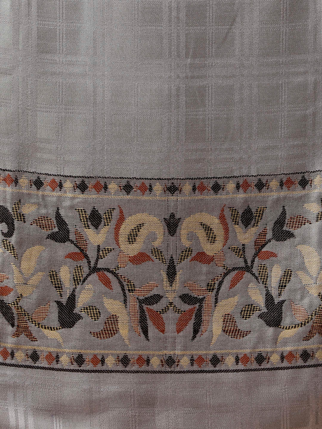 Tweedle Men’s Reversible Shawl / Stole, Wool Blend, Ethnic Kashmiri Design Scarf  – Grey