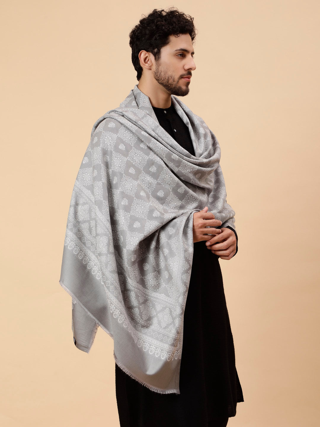  Grey Reversible Woolen Shawl for Men | 