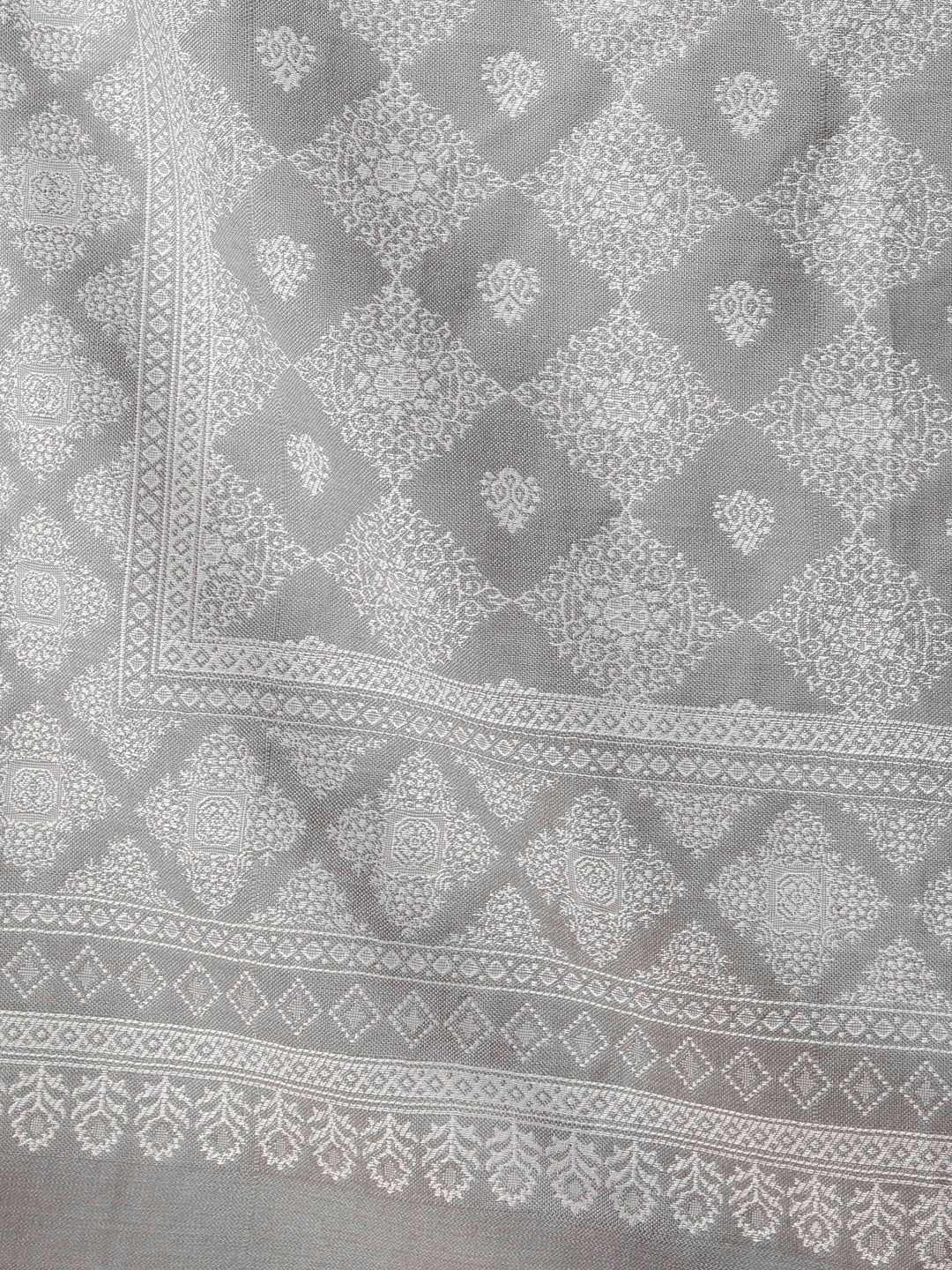 Tweedle Reversible Barfi Design Grey Shawl for Men- Size - 40 x 80 inches