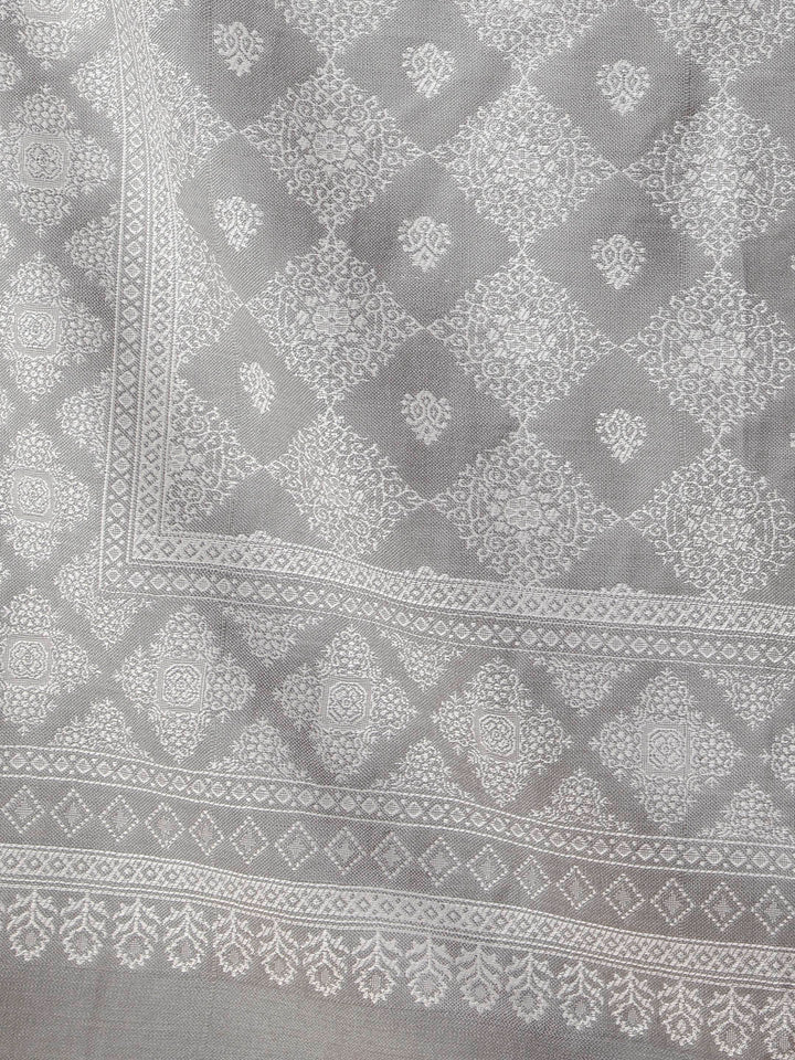 Tweedle Reversible Barfi Design Grey Shawl for Men- Size - 40 x 80 inches