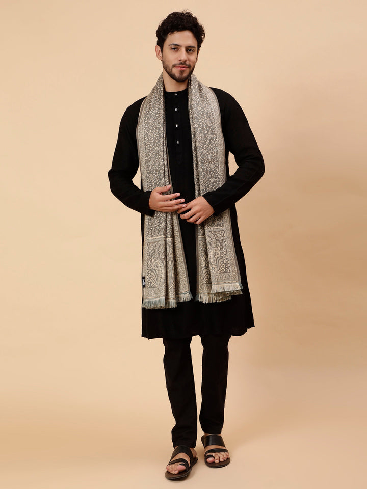 Tweedle Men’s Soft Woollen Shawl for Winters, Thick and Warm, Reversible, Grey - (40 x 80 inches)