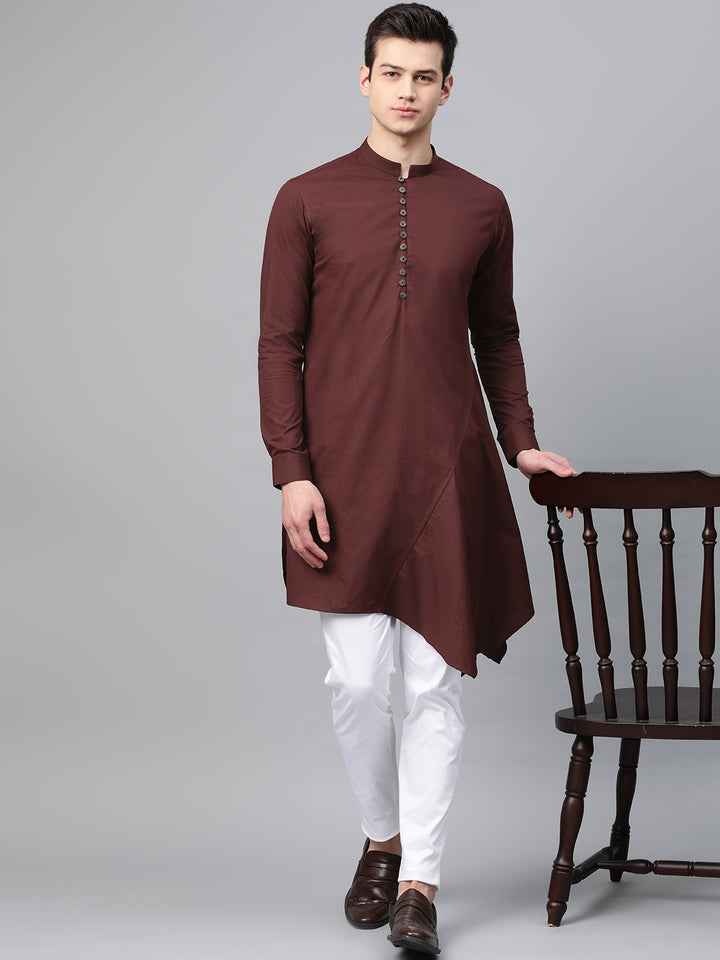 Plain Solid Asymmetrical Kurta with Pyjama