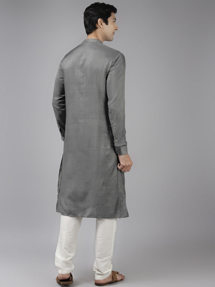 See Designs Men Grey And Beige Kurta