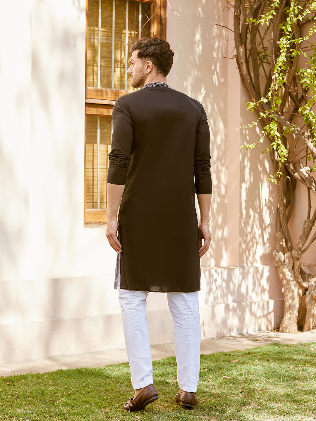 Thread Worked Pure Cotton Straight Kurta with Pyjama