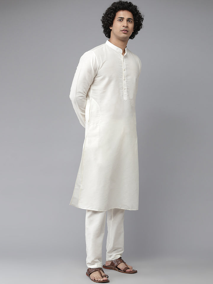 Men Sky Blue & White Solid Kurta Pyjama With Nehru jacket