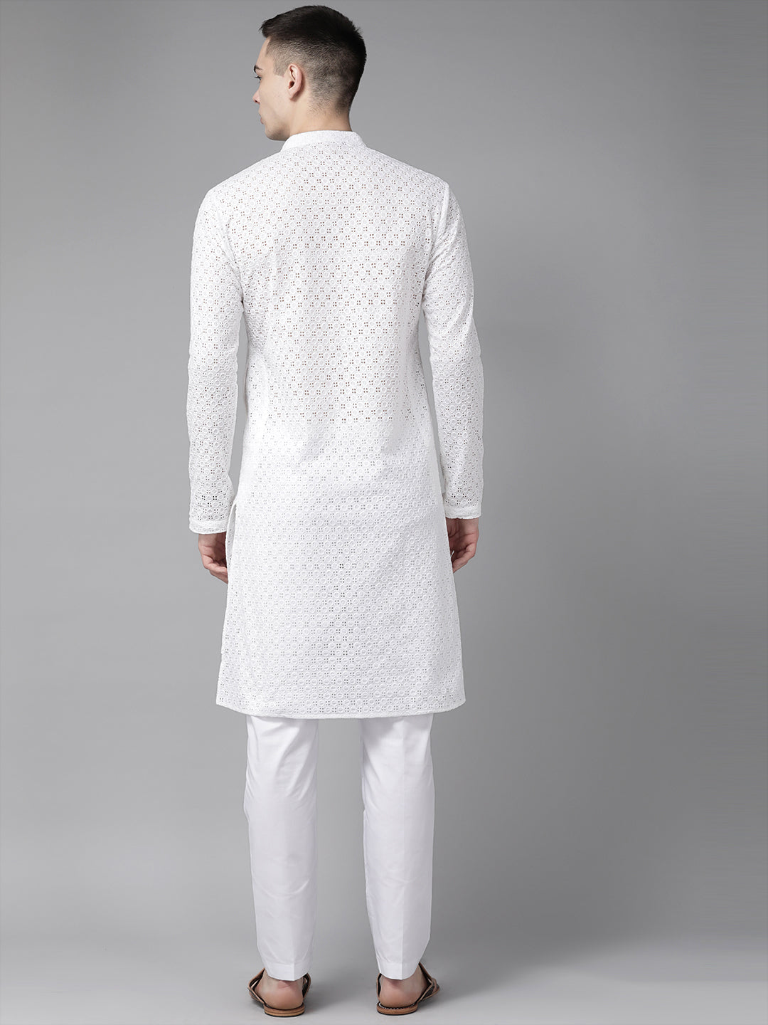 Pure Cotton Chikankari Embroidered Straight kurta with Pyjama
