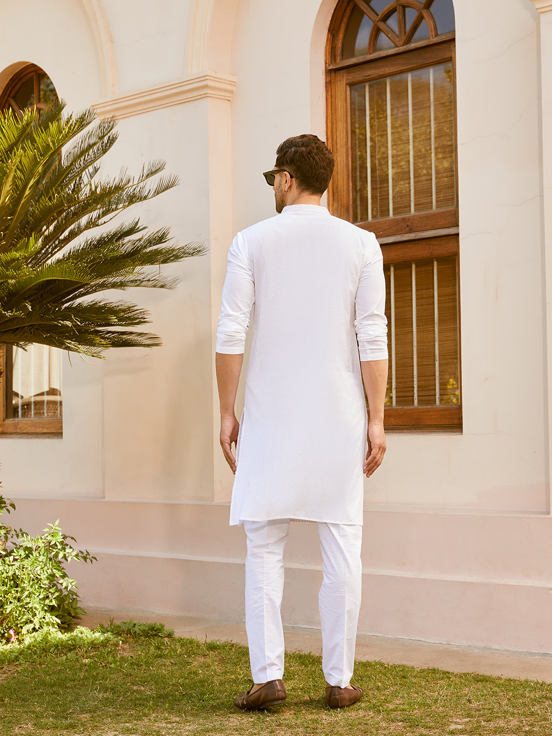 Pintuck with Thread work Pure Cotton Straight Kurta with Pyjama