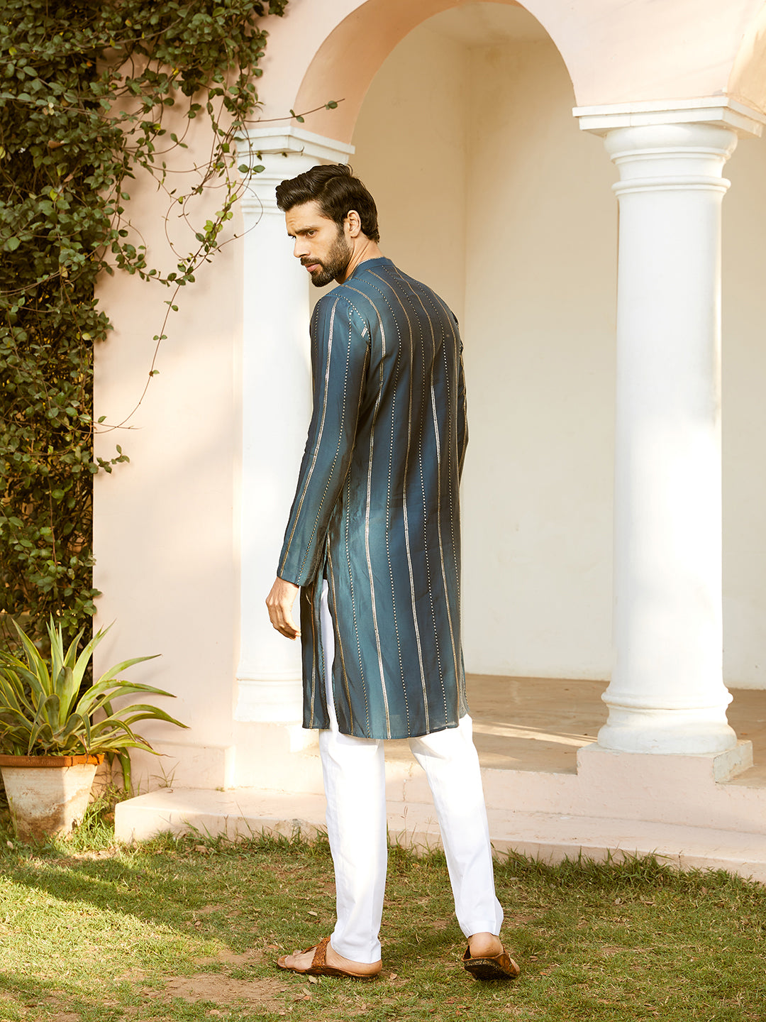 Sequins Embroidered Pure Chanderi Silk Straight Kurta