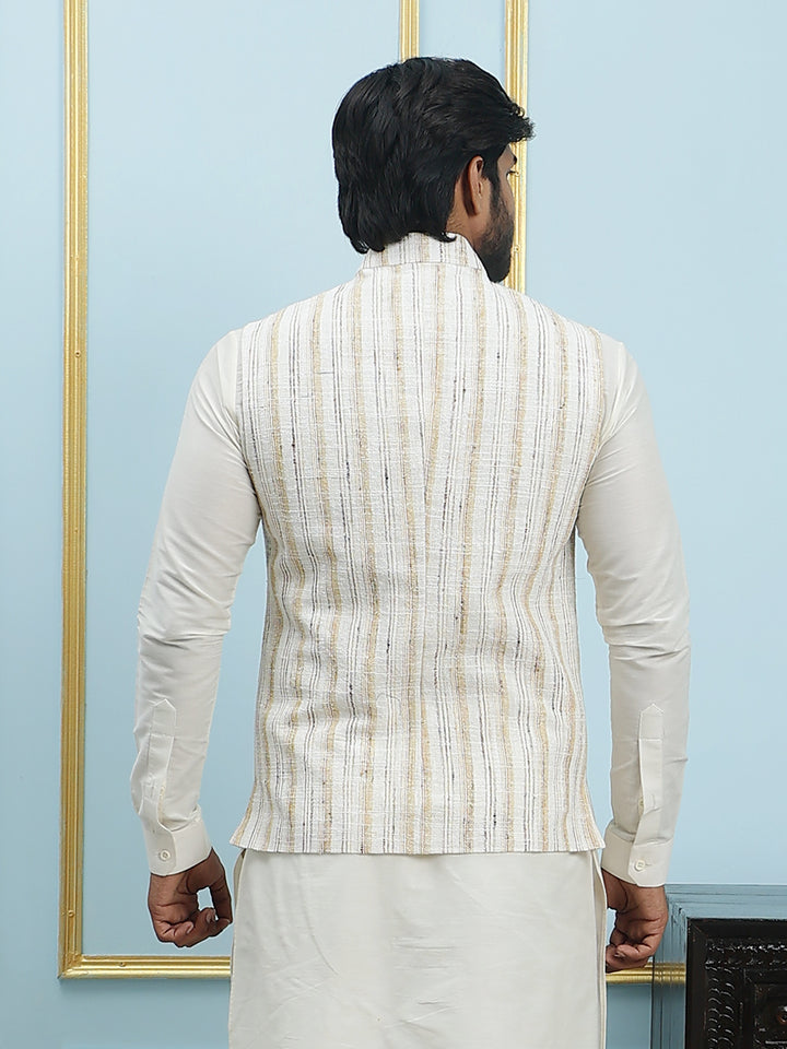 Solid Handwoven Pure Cotton Nehru Jacket