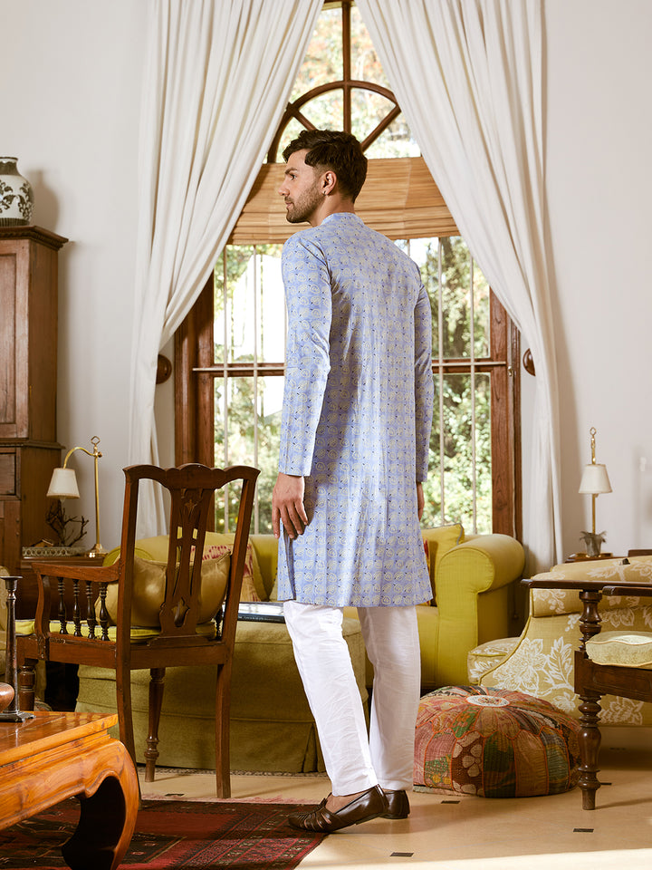 Leaf Printed Pure Cotton Straight Kurta