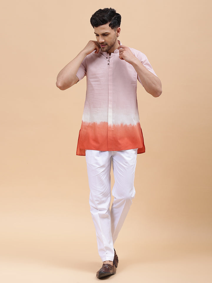 Ombre Dyed Pure Cotton Men's Short Kurta