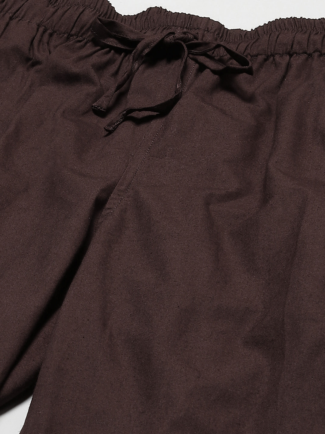 Combo Pack of 2: Deep Brown & Beige Solid Cotton Pyjamas