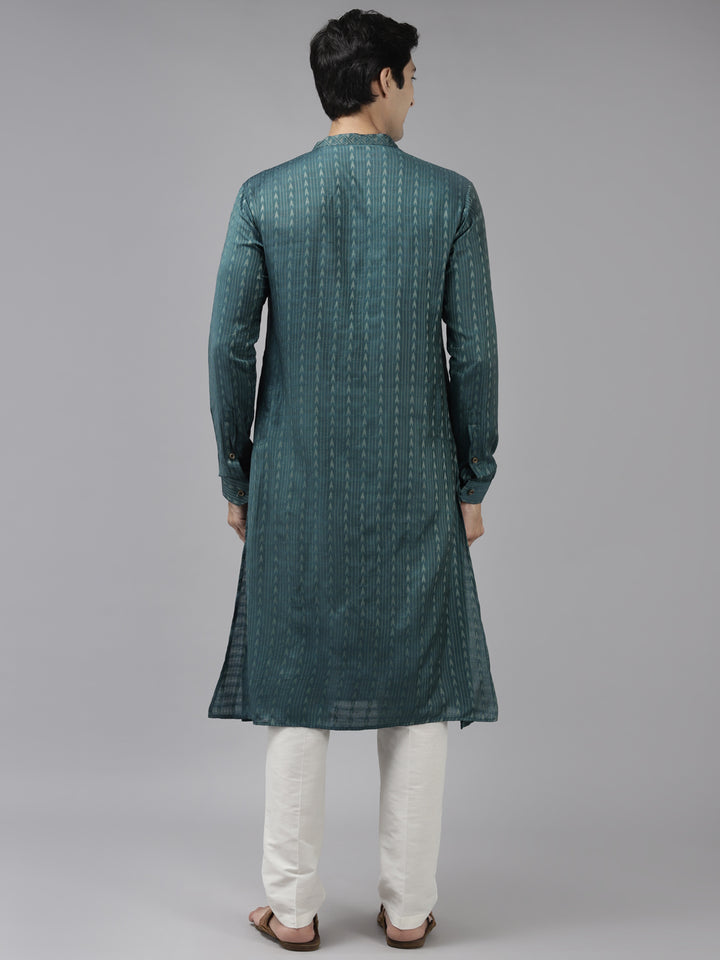 Handwoven Straight Silk Kurta with Pyjama