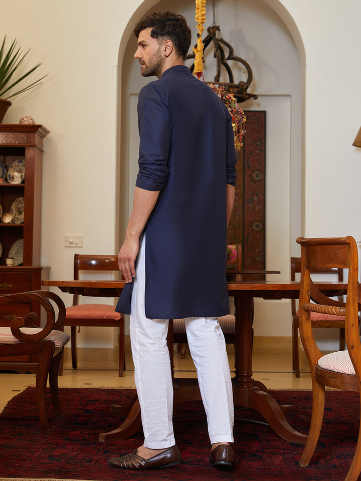 Pintuck Yoke Cotton Silk Straight Kurta