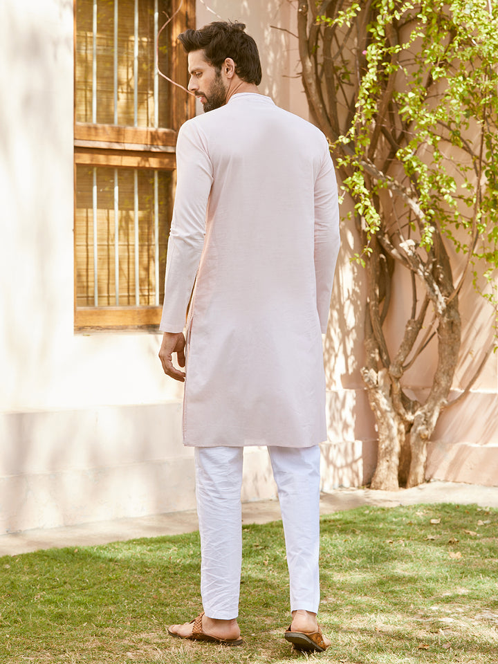 Thread & Sequin Worked Pure Cotton Straight Kurta