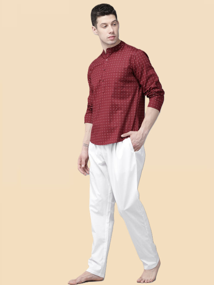 Men's White Solid Cotton Salwar Style Pyjama