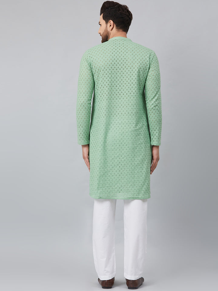 Chikankari Embroidered Straight kurta with Pyjama