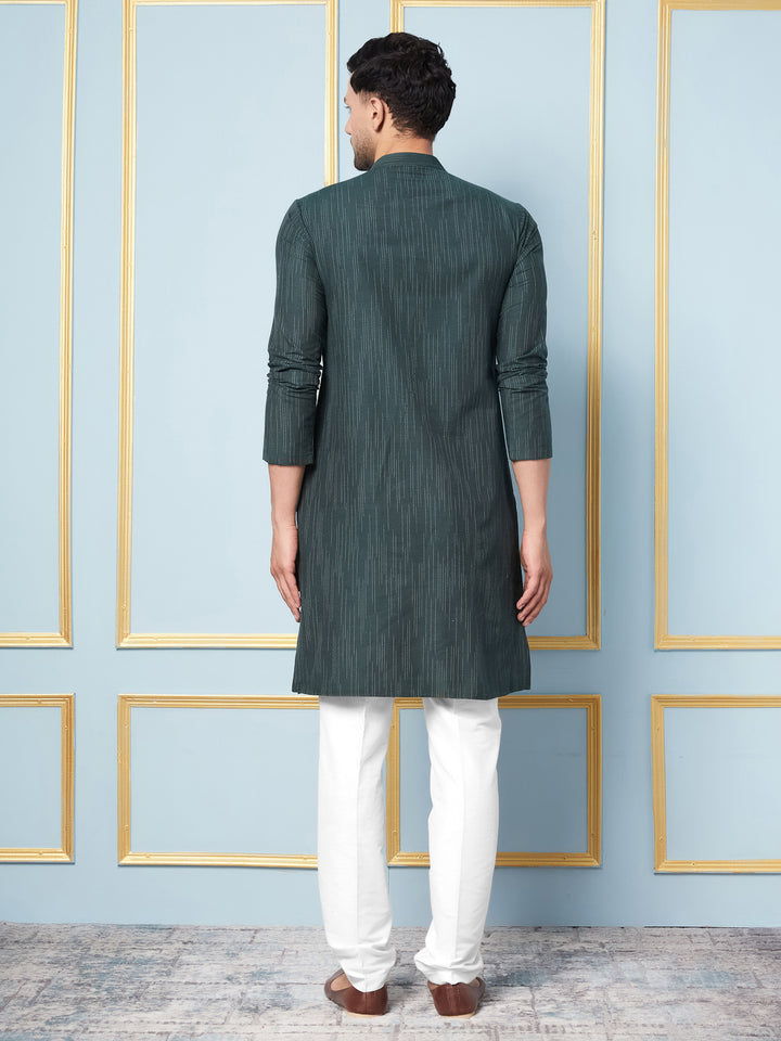 Woven Straight Kurta With Pyjama