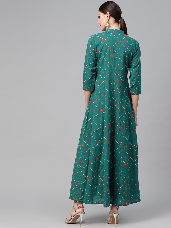 Bandhani Printed Flared Maxi Dress