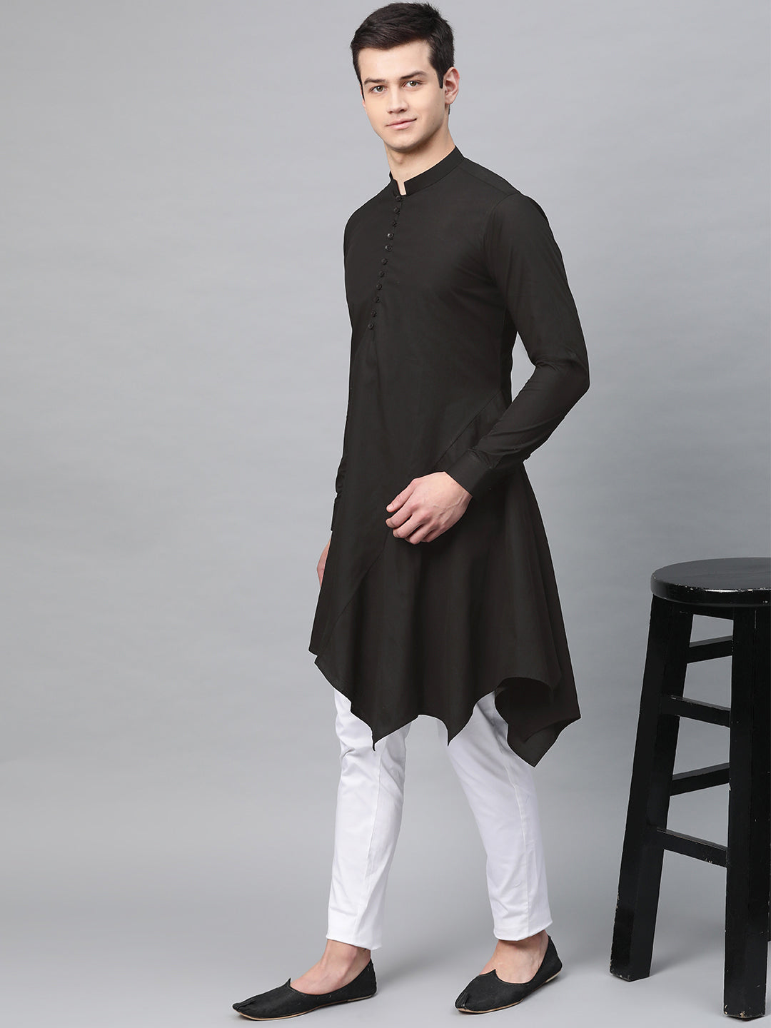Asymmetrical Solid kurta with Pyjama