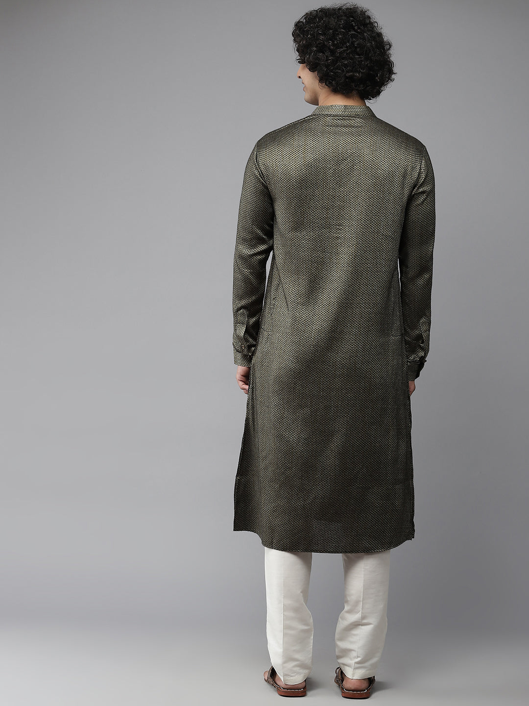 Silk Woven Straight Kurta with Pyjama
