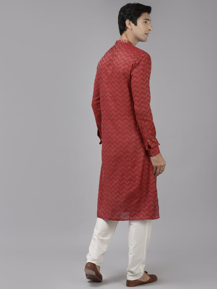Men Mroon & beige thread work