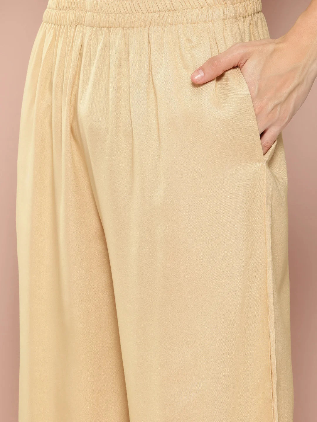 Men's Beige Rayon Solid Pathani Set