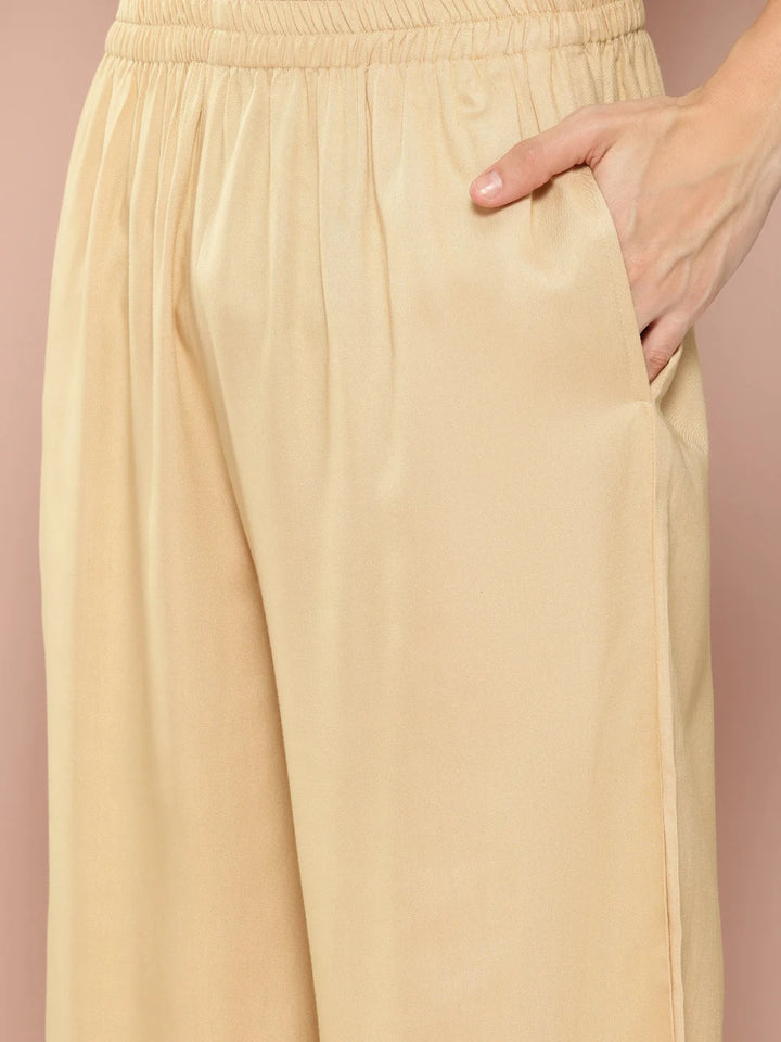 Men's Beige Rayon Solid Pathani Set